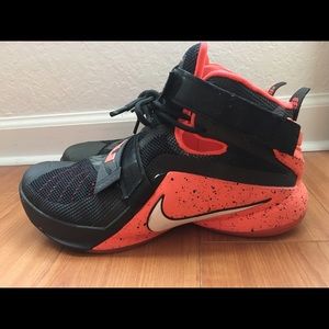 Nike Lebron James Soldier black orange sneakers.